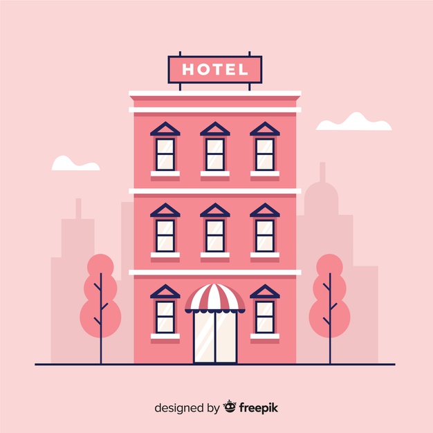 626x626 Flat Hotel Building In Town Vector Free Download
