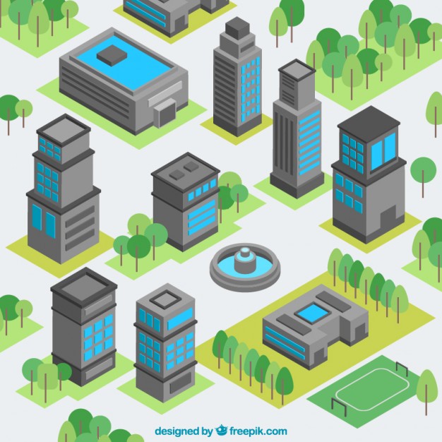626x626 Isometric Town Vector Premium Download