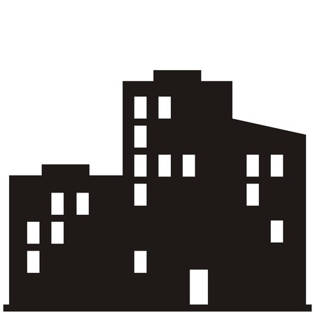 450x450 Panel Houses, Black Silhouette Of Town, Vector Icon Royalty Free