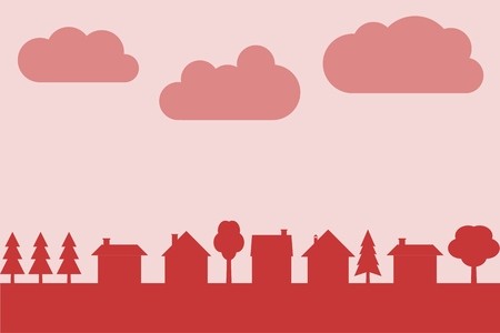 450x300 Small Town Vector Silhouette With Blank Copy Space Village