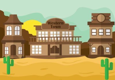 400x280 Western Town Vector Scene Design In Westerns, Free Vector