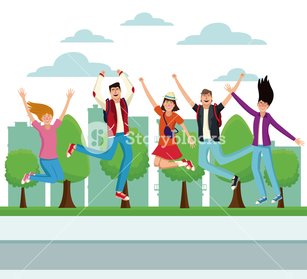 1000x907 Young People Jumping