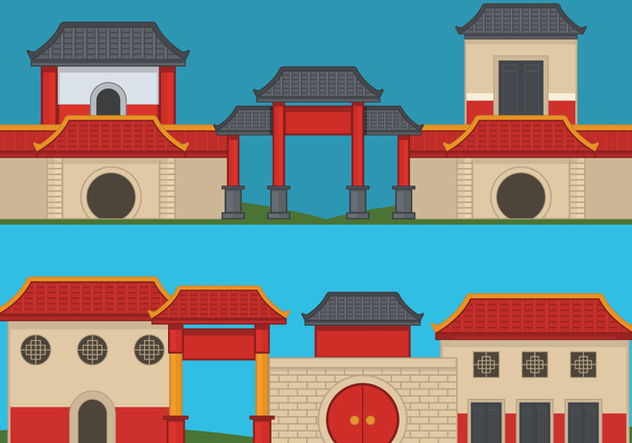632x443 China Town Vector Illustration Free Vector Download Cannypic