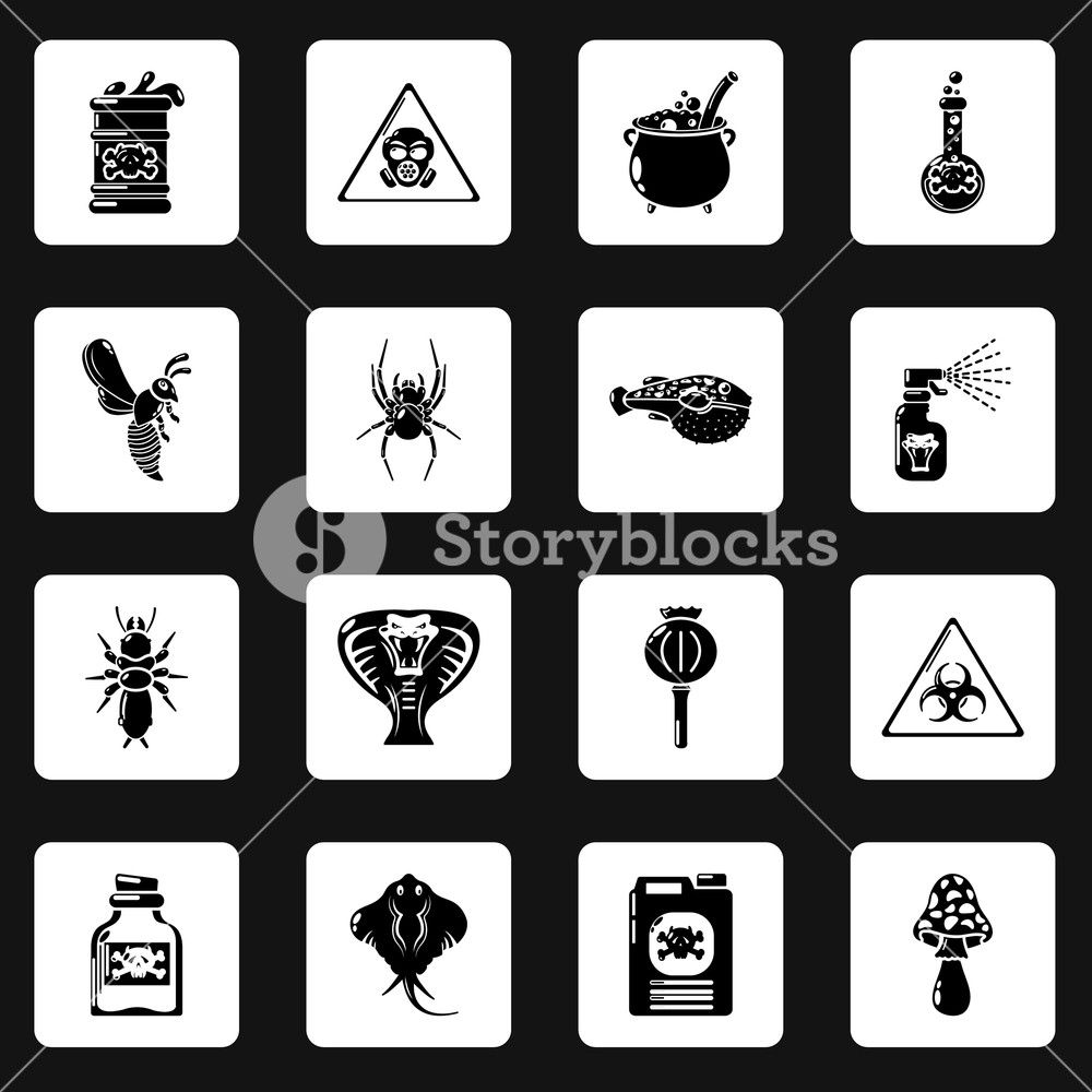 1000x1000 Poison Danger Toxic Icons Set Simple Illustration Of Poison