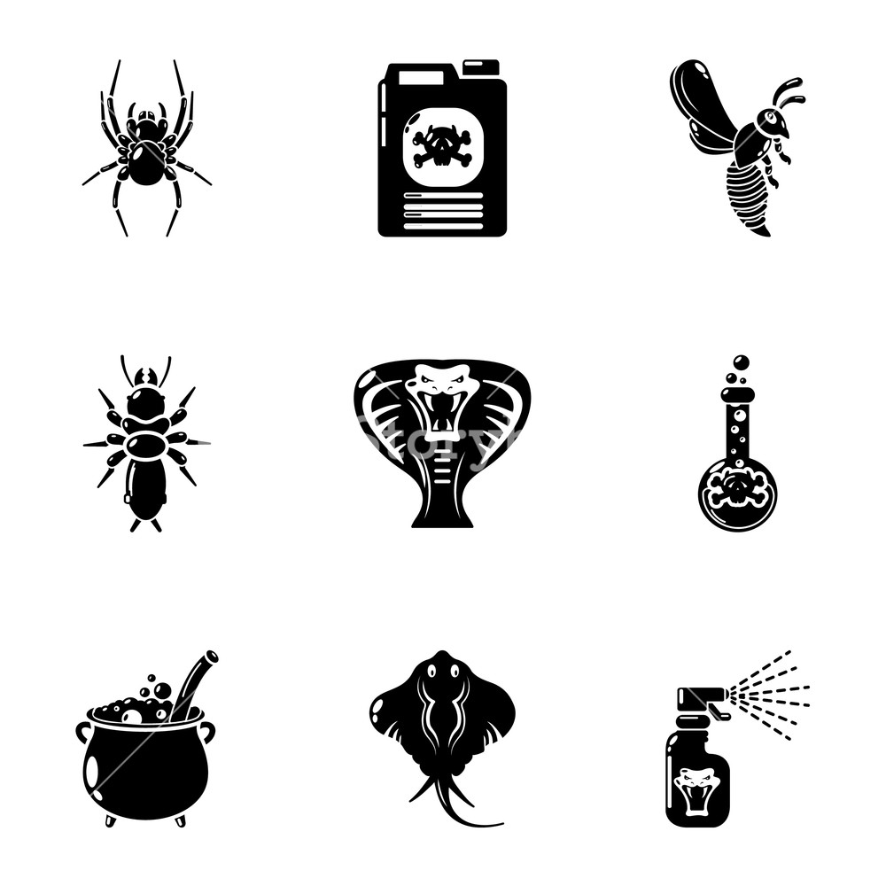 1000x1000 Toxic Chemical Icons Set Simple Set Of Toxic Chemical Vector