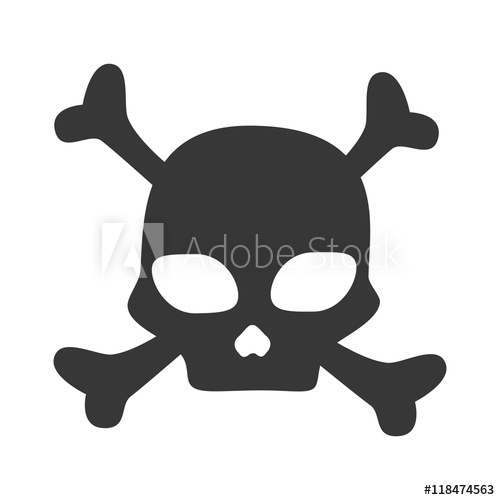 500x500 Skull Caution Danger Bones Symbol Warning Toxic Vector