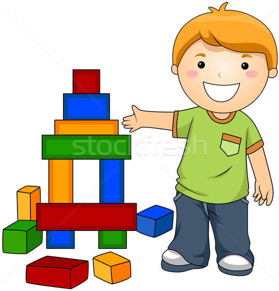 Boy With Toy Blocks Vector Illustration Lenm 576x600 Boy With Toy Blocks Vector Illustration Lenm
