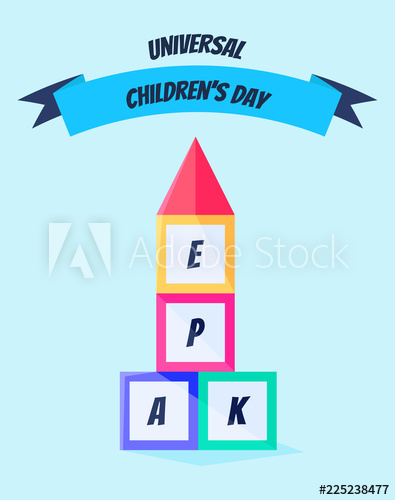 Universal Children's Day Postcard Concept Colorful Card 395x500 Universal Children's Day Postcard Concept Colorful Card