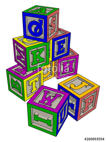 Various Colorful Toy Blocks Vector Illustration On White 373x500 Various Colorful Toy Blocks Vector Illustration On White