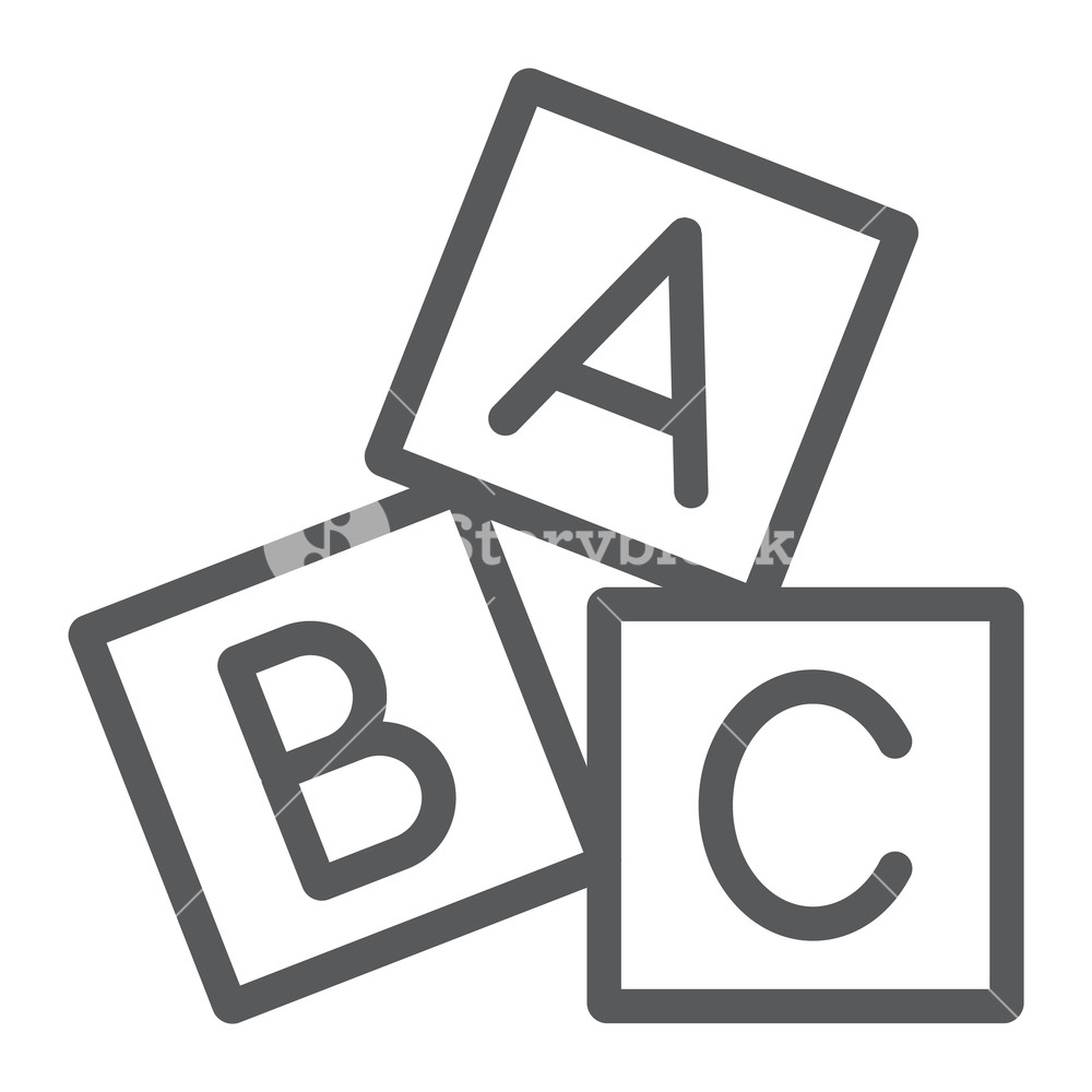 Alphabet Cubes Line Icon, Abc And Toy, Block Sign, Vector Graphics 1000x1000 Alphabet Cubes Line Icon, Abc And Toy, Block Sign, Vector Graphics