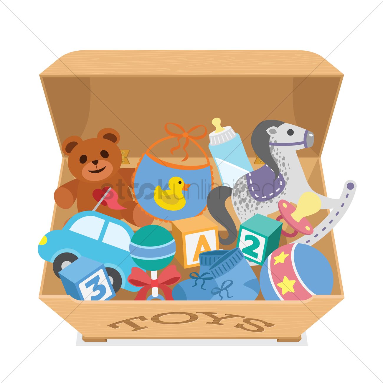 1300x1300 A Box Filled With Toys Vector Image
