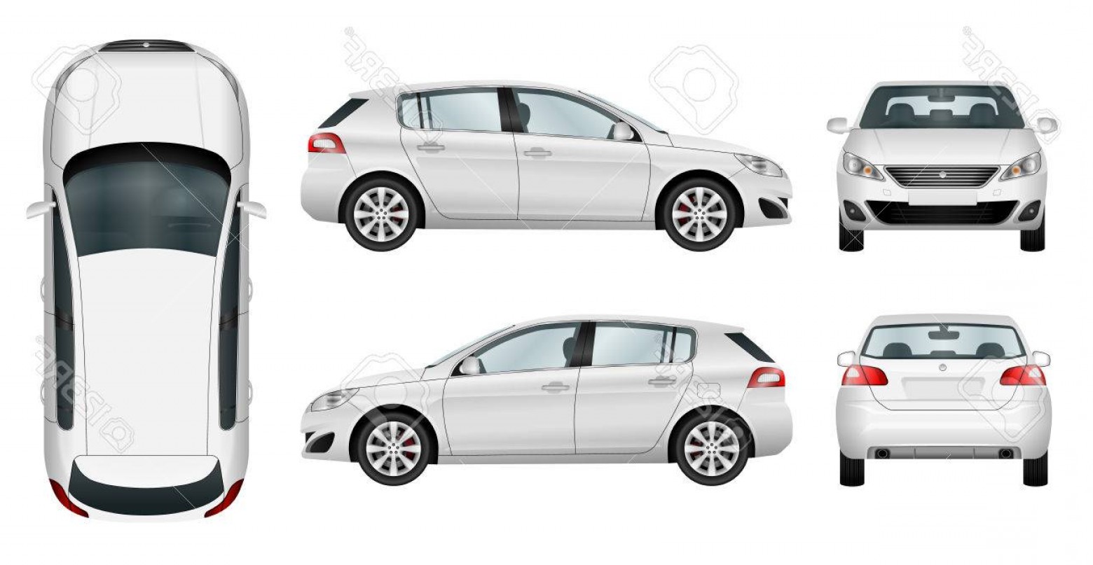 Белая машина с разных сторон
