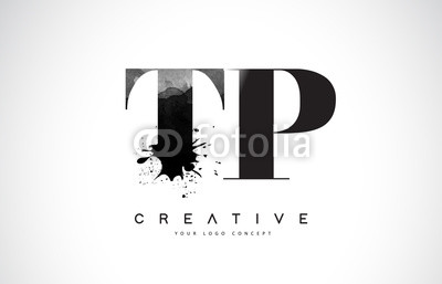 400x257 Tp T P Letter Logo Design With Black Ink Watercolor Splash Spill