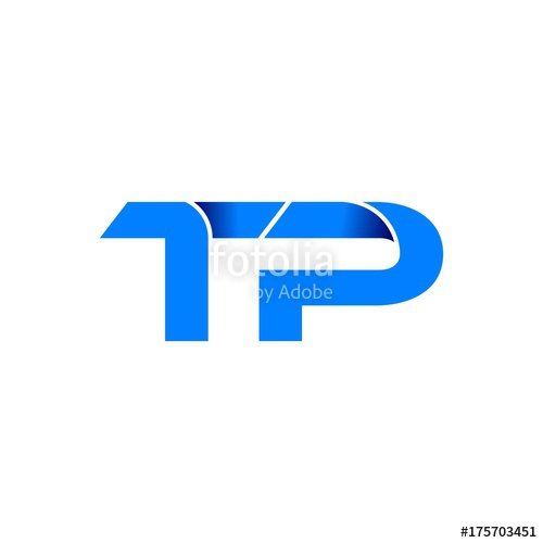 500x500 Tp Logo Initial Logo Vector Modern Blue Fold Style Stock Image