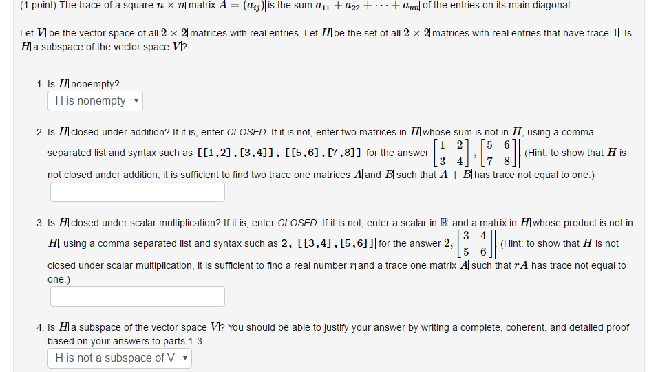 Solved The Trace Of A Square N Times N Matrix A = 956x541 Solved The Trace Of A Square N Times N Matrix A =