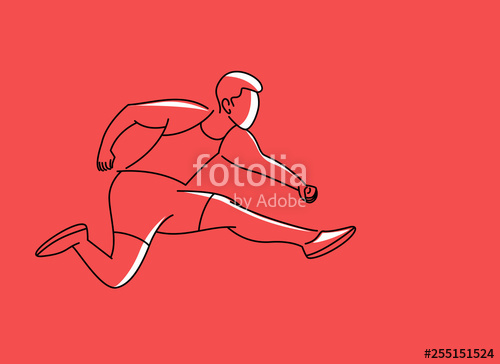 500x364 Athletic Man Practicing Long Jump In Track And Field, Vector