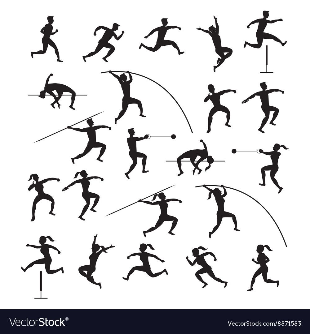 1000x1080 Sports Athletes Track And Field Silhouette Set Vector Image