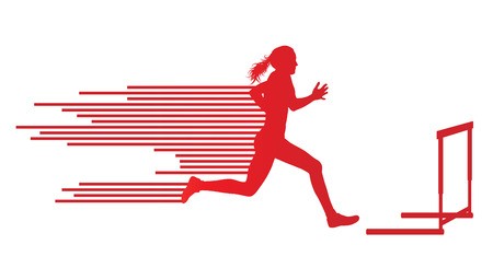 450x256 Athlete Woman Hurdling In Track And Field Vector Background