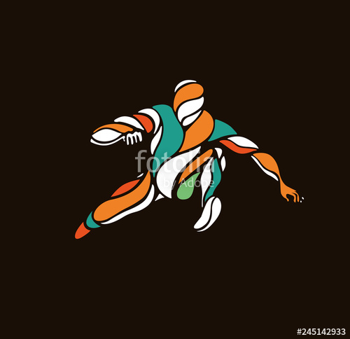 500x484 Athletic Man Practicing Lomg Jump In Track And Field, Vector