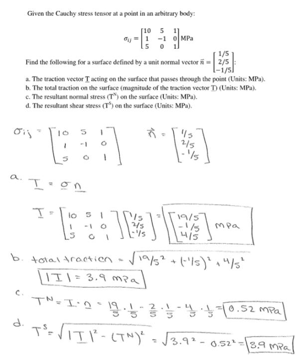 600x719 Given The Cauchy Stress Tensor