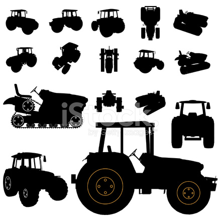 438x440 Tractor Silhouette Set Stock Vector