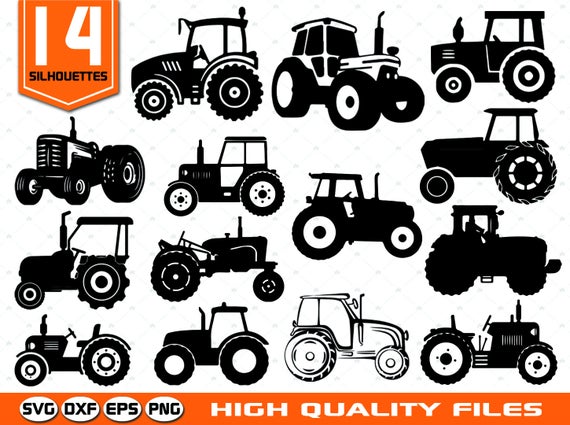 570x425 Tractor Silhouettes Tractor Tractor Clip Art Etsy