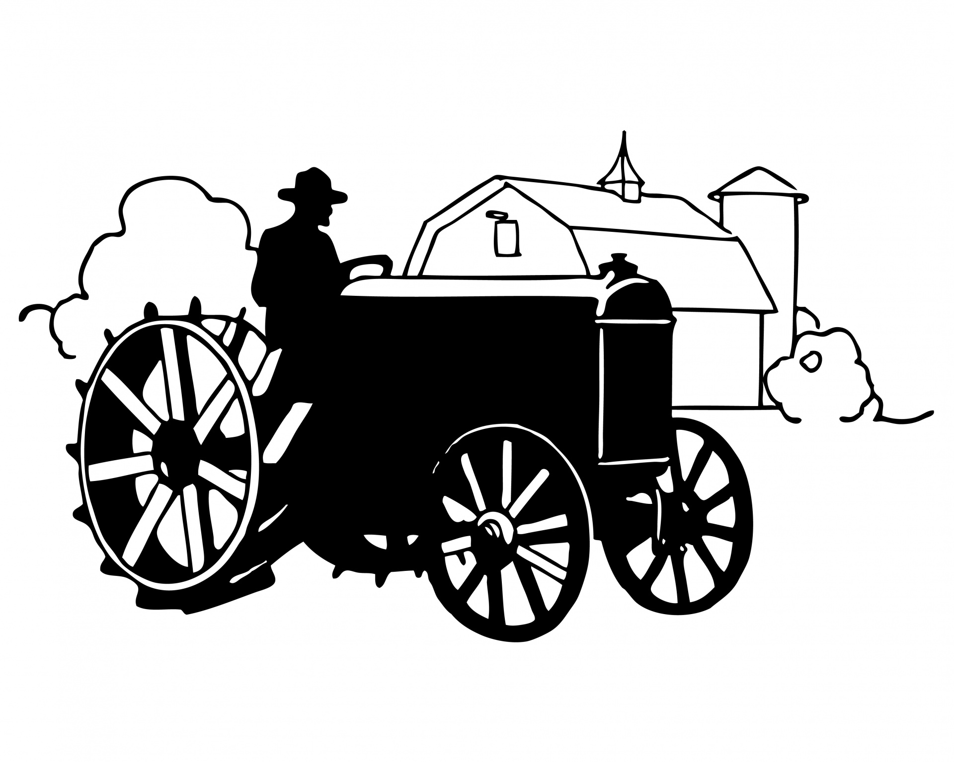 1920x1535 Vintage Tractor Silhouette