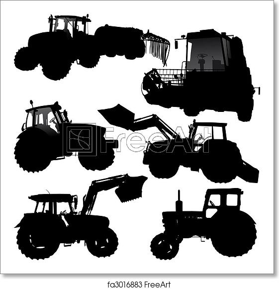 561x581 Free Art Print Of Tractor Silhouettes Set Of Vector Silhouettes