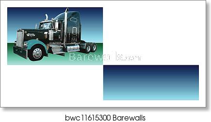 Vector Semi Tractor Trailer, Art Print Barewalls Posters 435x252 Vector Semi Tractor Trailer, Art Print Barewalls Posters