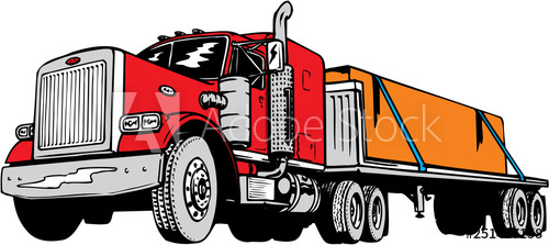 Flatbed Tractor Trailer Vector Illustration 500x223 Flatbed Tractor Trailer Vector Illustration