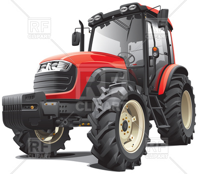 400x353 Modern Red Wheeled Tractor Vector Image Of Transportation