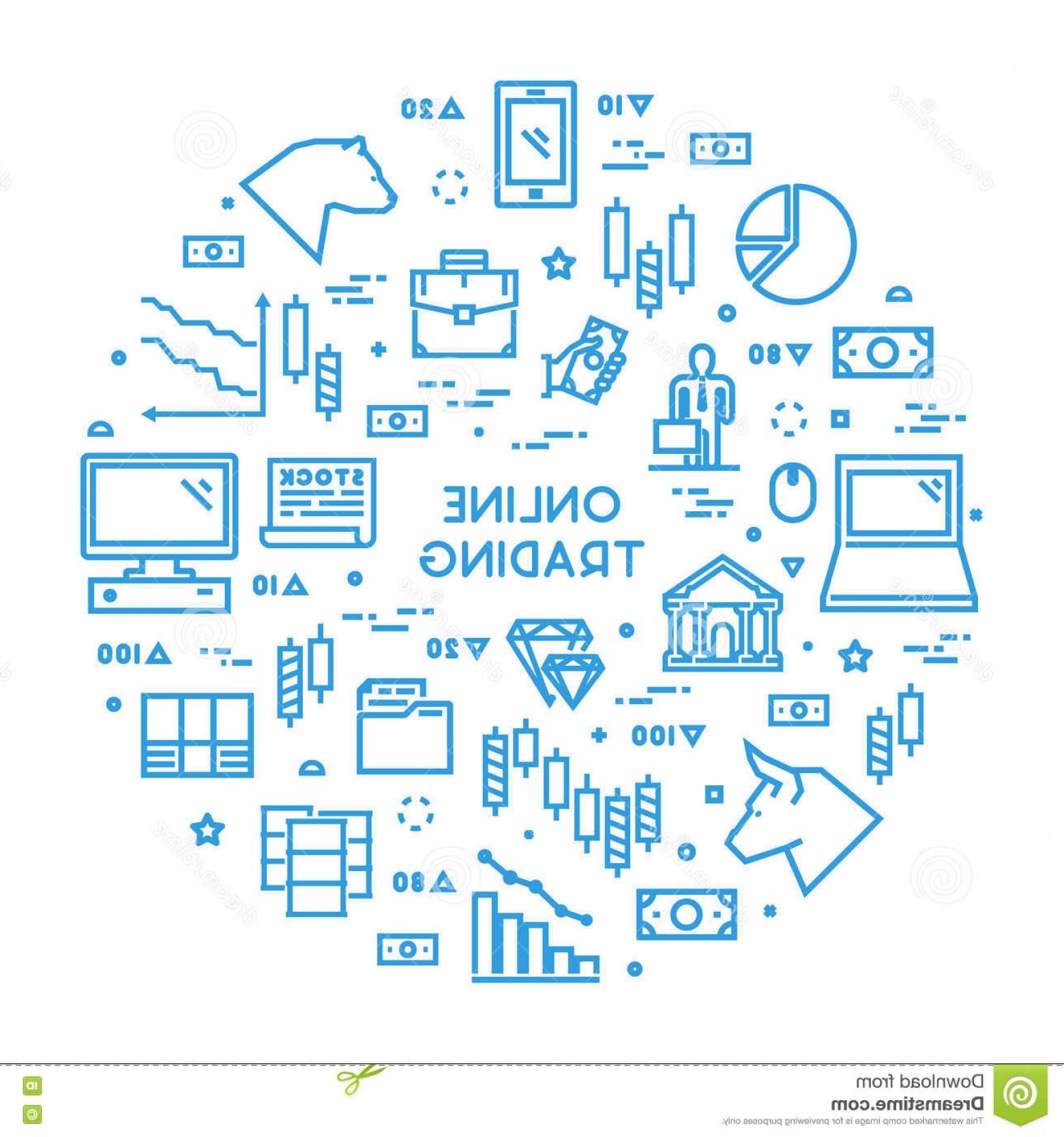 1560x1668 Stock Illustration Round Line Concept Online Trading Vector Linear
