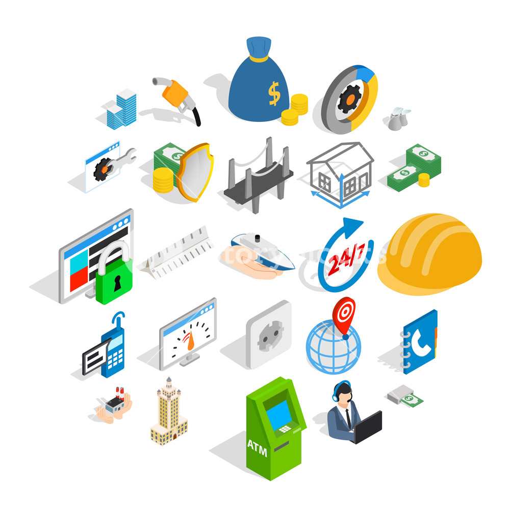 1000x1000 Trading House Icons Set Isometric Set Of Trading House Vector