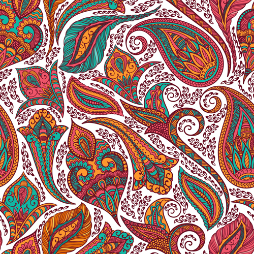 500x500 Indian Paisley Seamless Pattern Vector Material Free Download