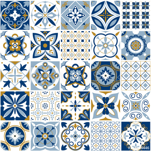 500x500 Moroccan Pattern Decor Tile Texture With Blue Ornament