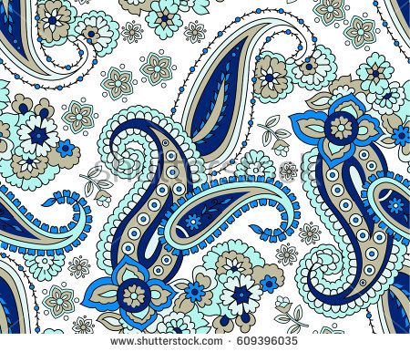 450x386 Traditional Indian Paisley Pattern Art Paisley Jacobean