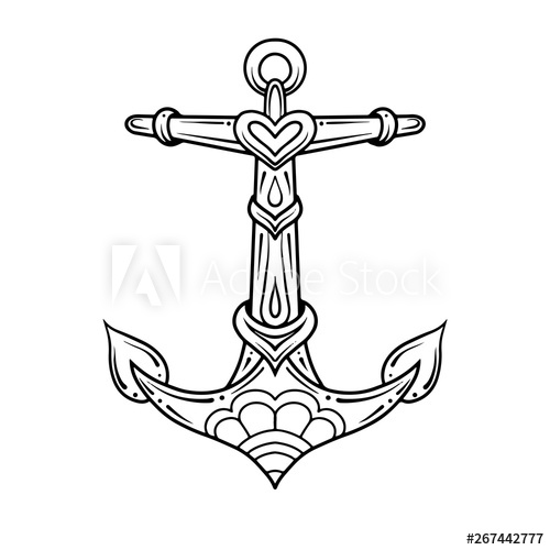 500x500 Oldschool Traditional Tattoo Vector Anchor