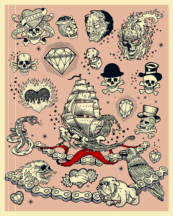 600x750 Traditional Tattoo Vector Set Free Download
