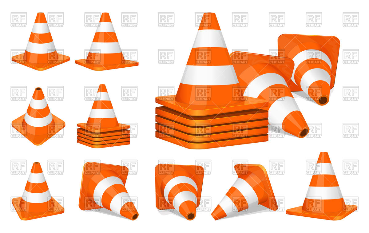1200x758 Set Of Orange Plastic Traffic Cones Vector Image Of Objects