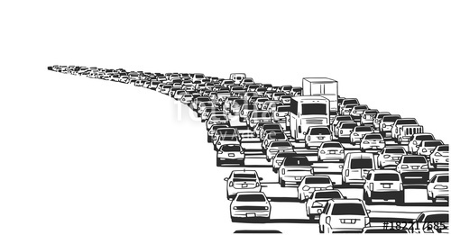 Illustration Of Rush Hour Traffic Jam On Freeway In Black 500x261 Illustration Of Rush Hour Traffic Jam On Freeway In Black