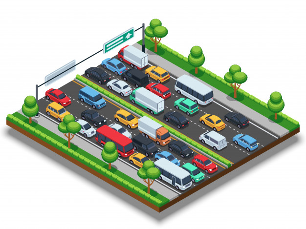 Isometric Highway With Traffic Jam Transportation Vector 626x469 Isometric Highway With Traffic Jam Transportation Vector