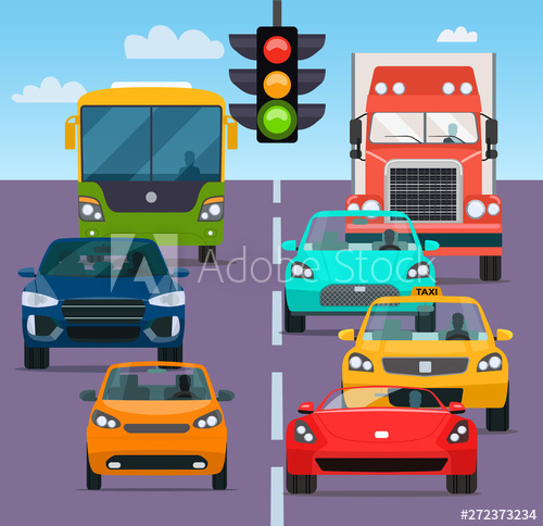 Traffic Jam Rom Different Cars Vector Flat Style Illustration 500x484 Traffic Jam Rom Different Cars Vector Flat Style Illustration
