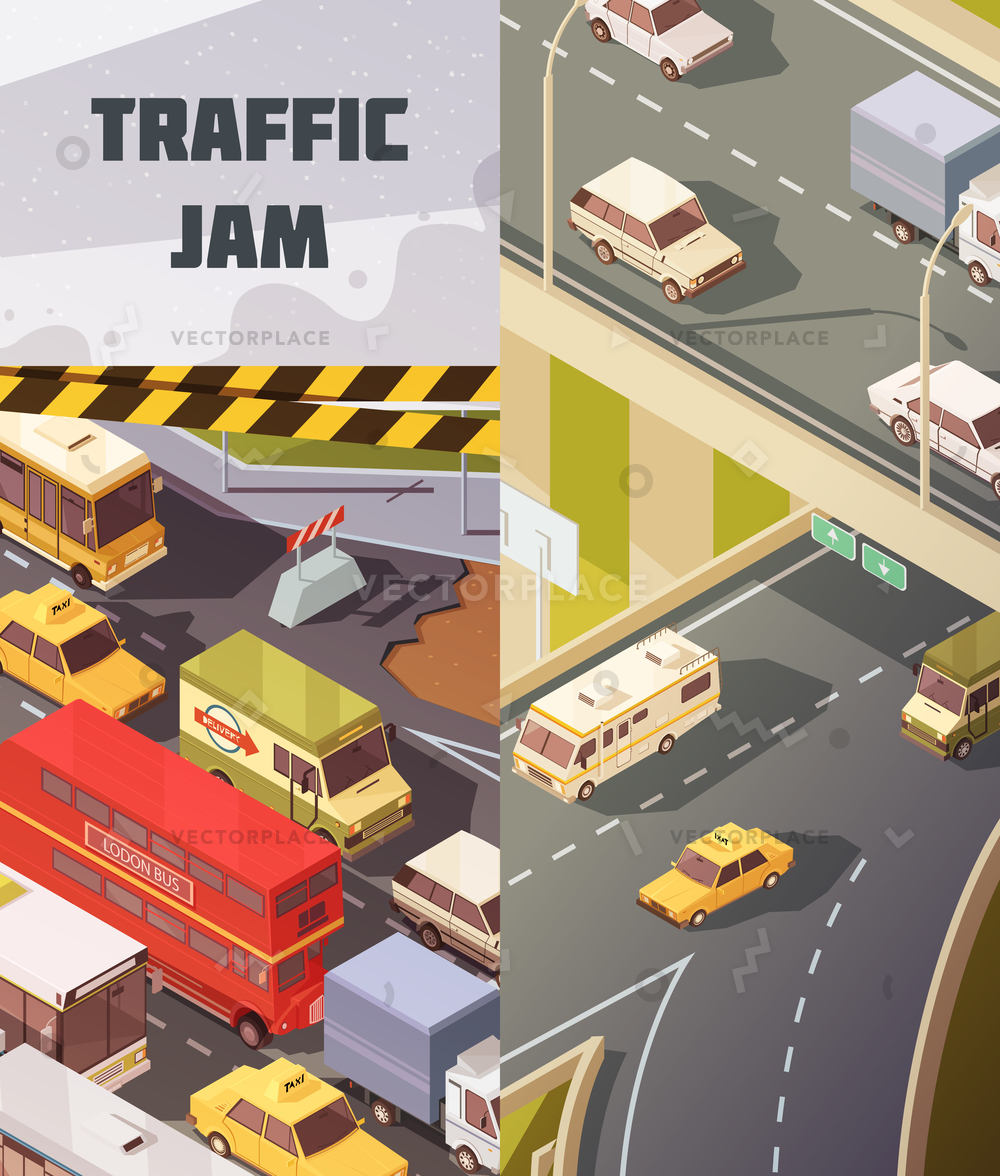 Transport Vertical Banners Set Traffic Jam Vector Illustration 1000x1176 Transport Vertical Banners Set Traffic Jam Vector Illustration