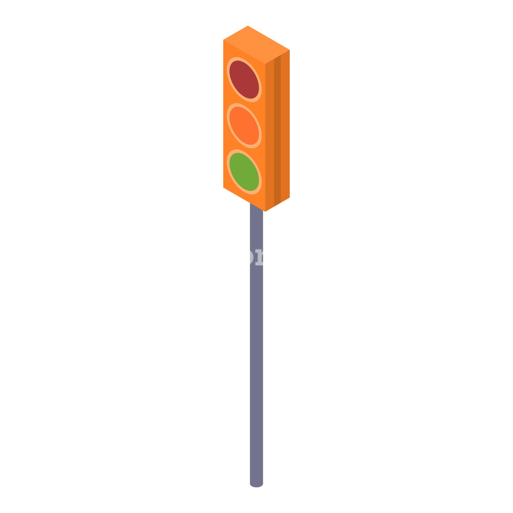 1000x1000 Yellow Traffic Light Icon Isometric Of Yellow Traffic Light