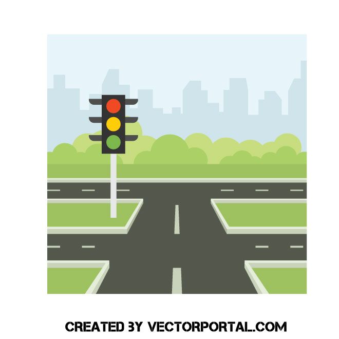 660x660 Intersection With Traffic Lights Vector Illustration Various