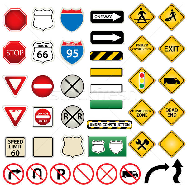 600x600 Road And Traffic Signs Vector Illustration Soleilc