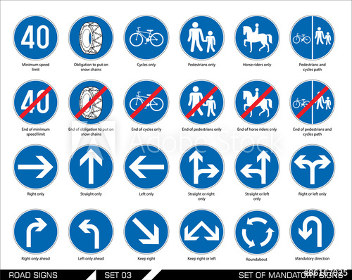 500x398 Set Of Road Signs Signboards Collection Of Mandatory Traffic