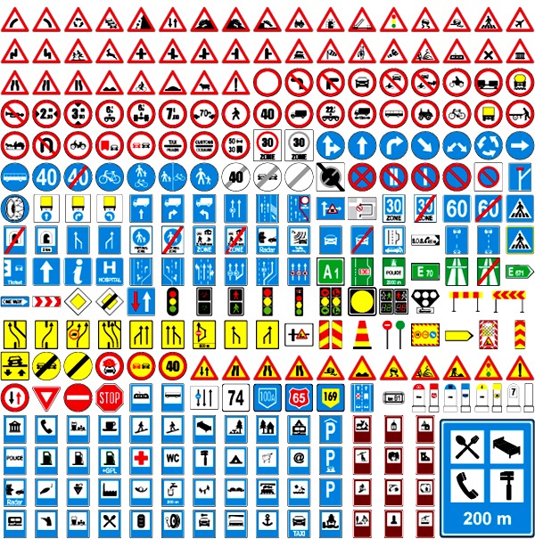 600x605 A Variety Of Common Traffic Signs Vector Material My Free