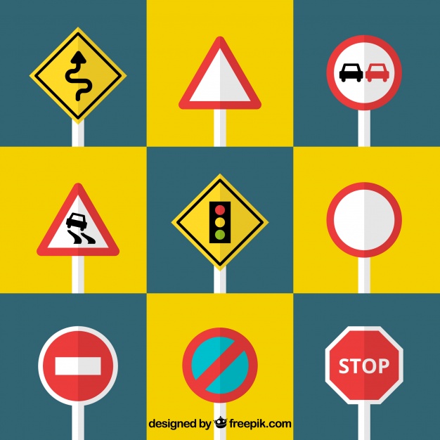 626x626 Set Of Traffic Signs In Flat Design Vector Free Download