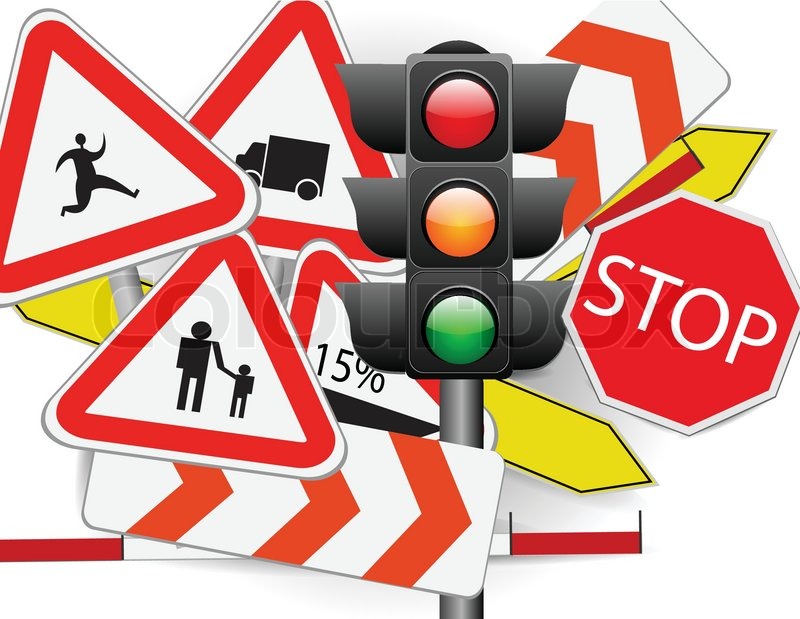 800x619 Traffic Signs With Traffic Lights Stock Vector Colourbox